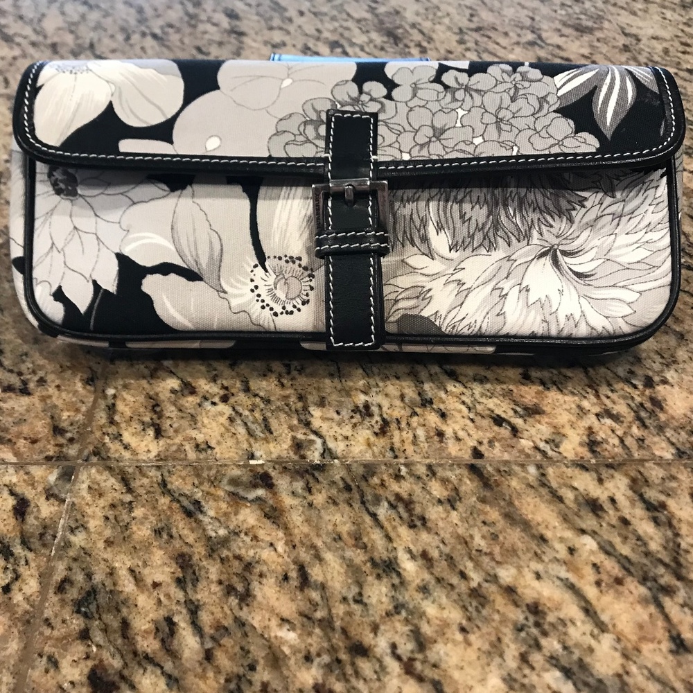 Burberry London Black & White Floral Clutch